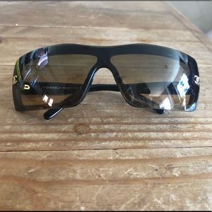 SOLD. Vintage Chanel Sunglasses brown w Gold